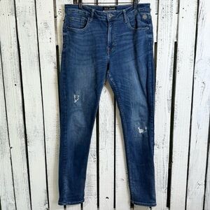 DCC Skinny Slim Fit Blue Jeans Size‎ W 32 x L 32 Distressed Dark Wash Stretch